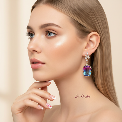 Radiant-Cut Crystal & 18K Gold-Plated Huggie Earring - Street Region