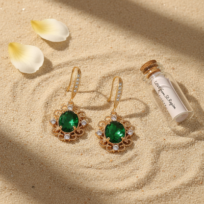 Green Crystal & Cubic Zirconia Goldtone Oval-Cut Flower Hook Earrings - Street Region