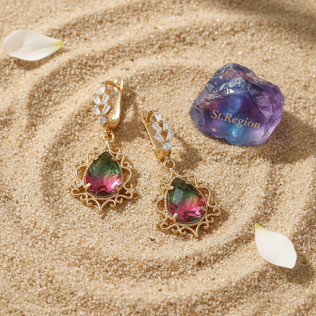 Red Crystal & 18K Gold-Plated Drop Huggie Earrings - Street Region