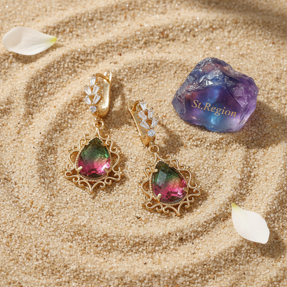 Red Crystal & 18K Gold-Plated Drop Huggie Earrings - Street Region