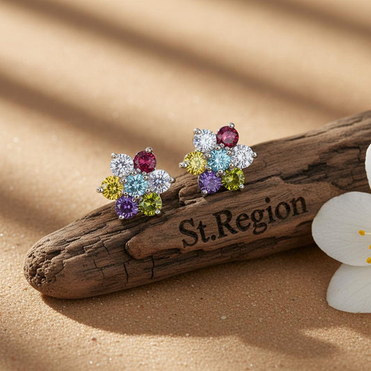 gold tone floral drop earrings St.Region