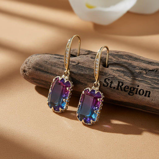 gold tone floral drop earrings St.Region