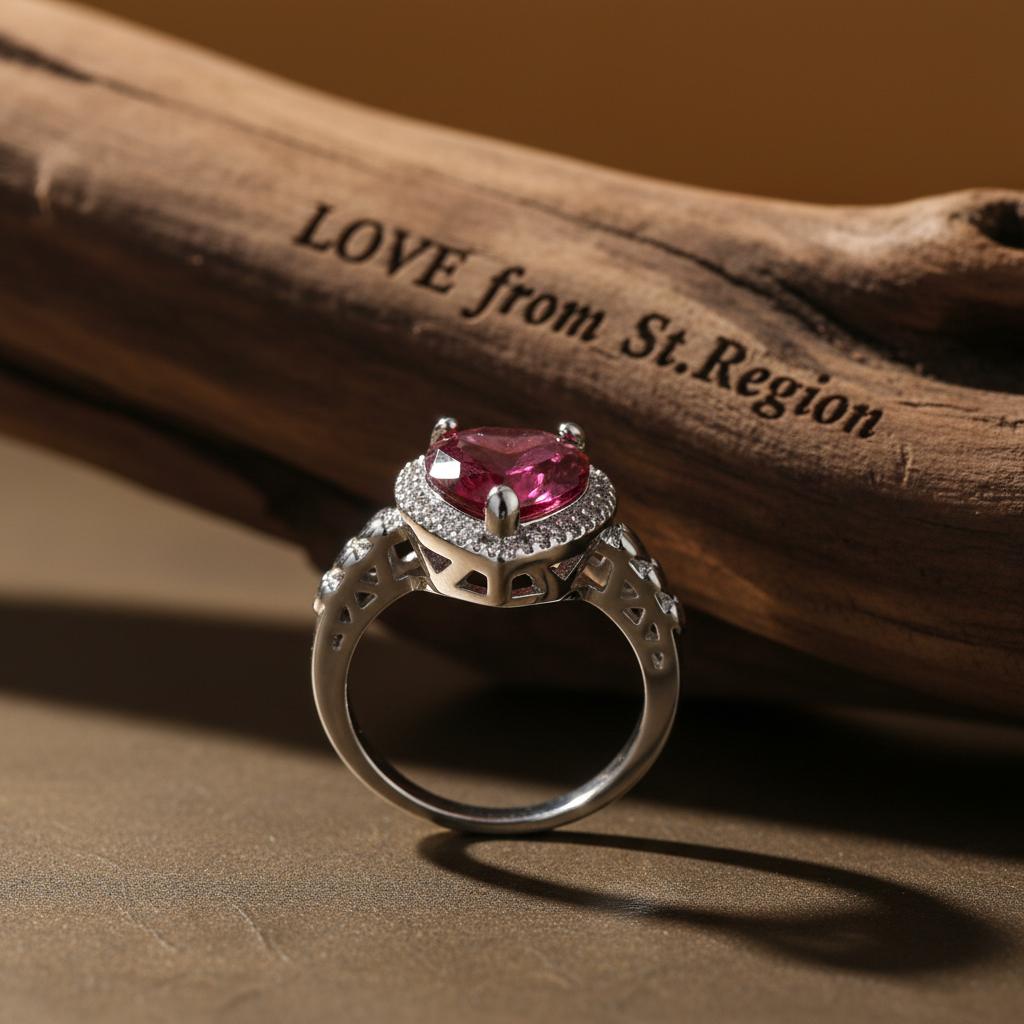 Rose Crystal and Silver-Plated Heart Ring, silver statement rings for women, everyday style, lifestyle look