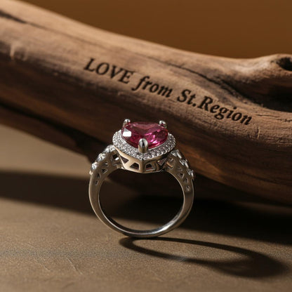 Rose Crystal and Silver-Plated Heart Ring, silver statement rings for women, everyday style, lifestyle look