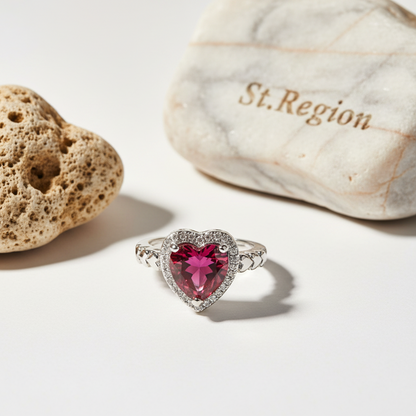 Rose Crystal & Silver-Plated Heart Ring - Street Region
