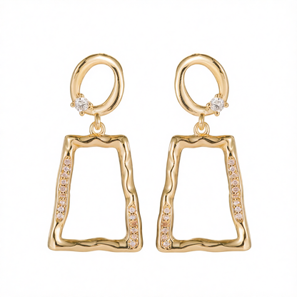 Cubic Zirconia & 18K Gold-Plated Open Ladder Drop Earrings