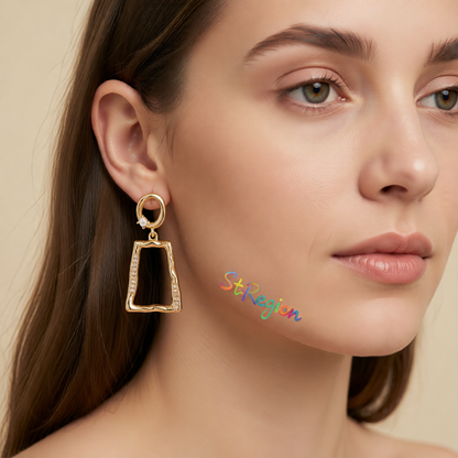 Cubic Zirconia & 18K Gold-Plated Open Ladder Drop Earrings