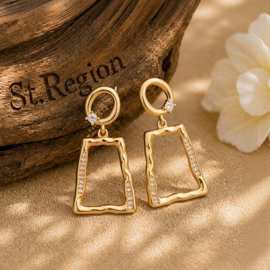 Cubic Zirconia & 18K Gold-Plated Open Ladder Drop Earrings