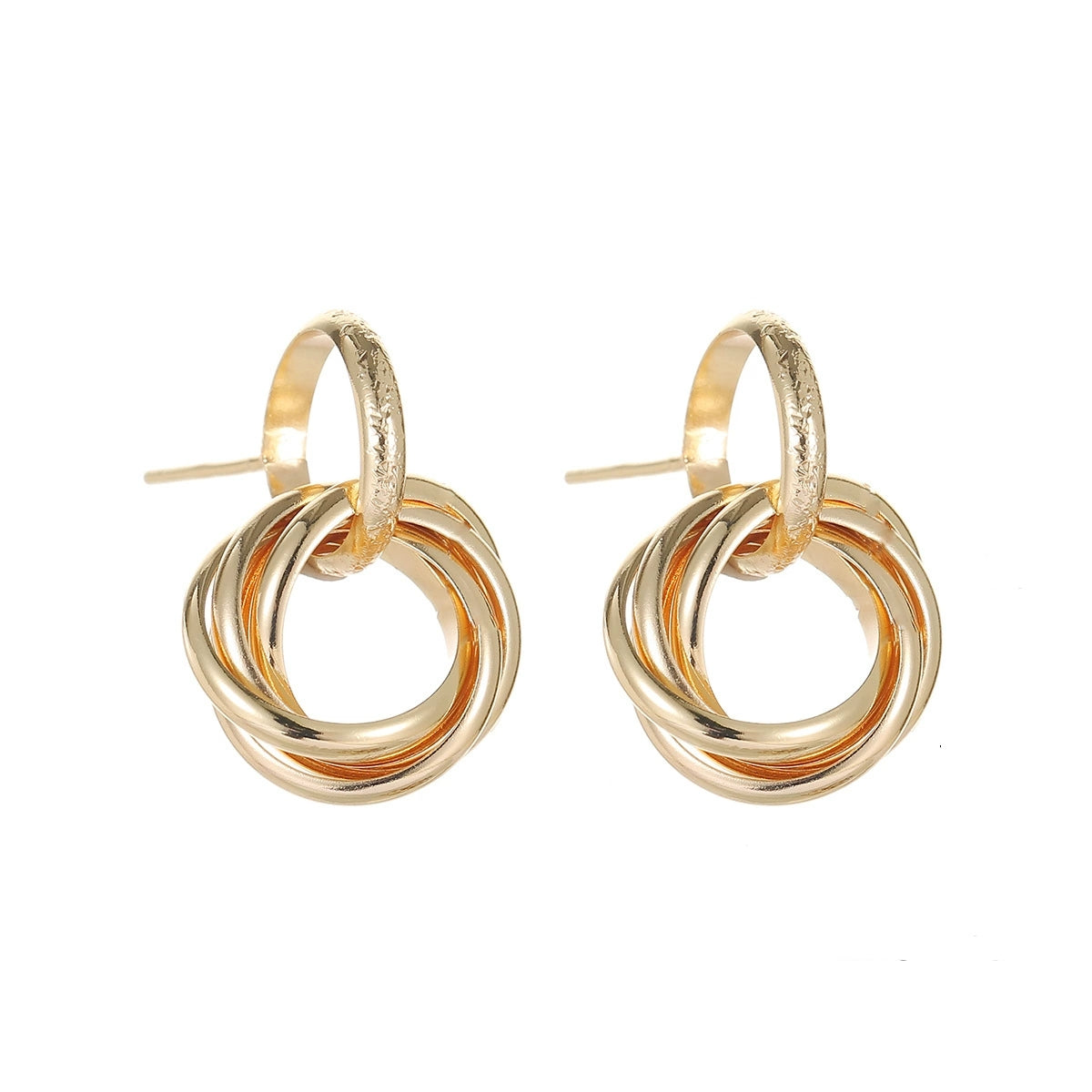 Goldtone Stacked Hoops Dangle Earrings - Street Region