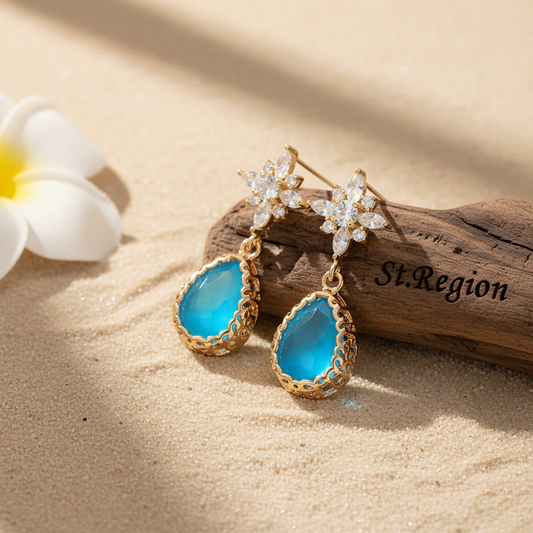 Blue Crystal & Cubic Zirconia 18K Gold-Plated Star Drop Earrings - Street Region