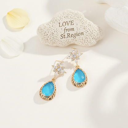 Blue Crystal & Cubic Zirconia 18K Gold-Plated Star Drop Earrings - Street Region