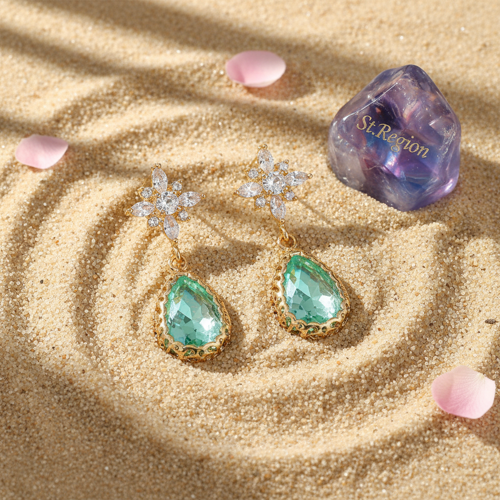 Green Crystal & 18K Gold-Plated Star Drop Earrings - Street Region