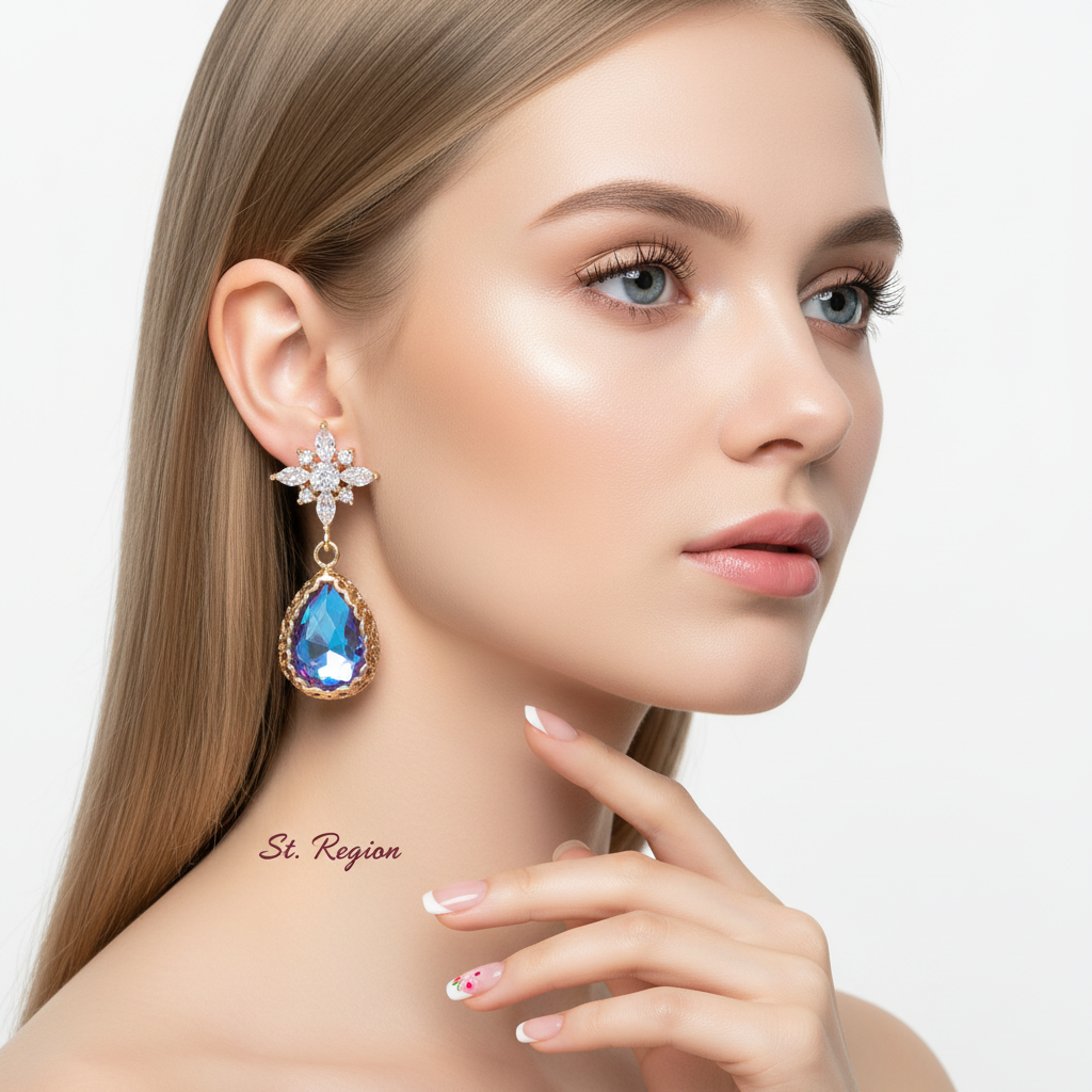 Purple Crystal & 18K Gold-Plated Star Drop Earrings - Street Region