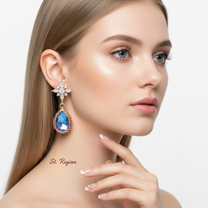 Purple Crystal & 18K Gold-Plated Star Drop Earrings - Street Region