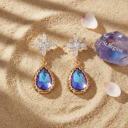 Purple Crystal & 18K Gold-Plated Star Drop Earrings - Street Region