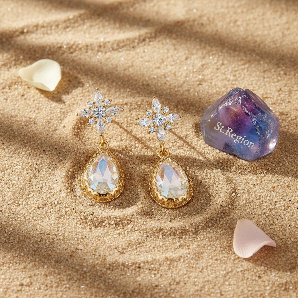 White Crystal & Cubic Zirconia 18K Gold-Plated Star Drop Earrings - Street Region
