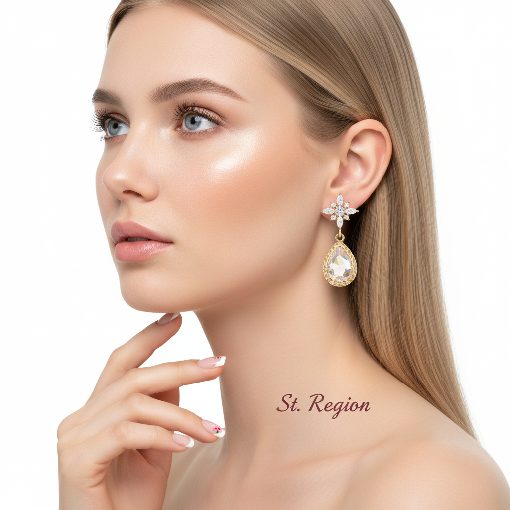 White Crystal & Cubic Zirconia 18K Gold-Plated Star Drop Earrings - Street Region