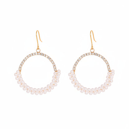 Pearl & Cubic Zirconia Goldtone Beaded Hoop Hook Earrings - Street Region