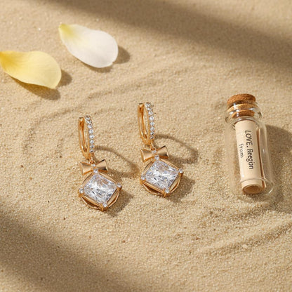 Crystal and Cubic Zirconia Goldtone Cushion-Cut Bow Huggie Earrings, gold drop earrings for women, lifestyle look