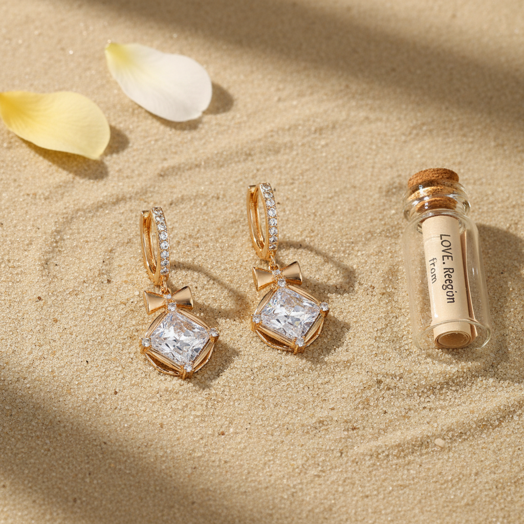 Crystal & Cubic Zirconia Goldtone Cushion-Cut Bow Huggie Earrings - Street Region