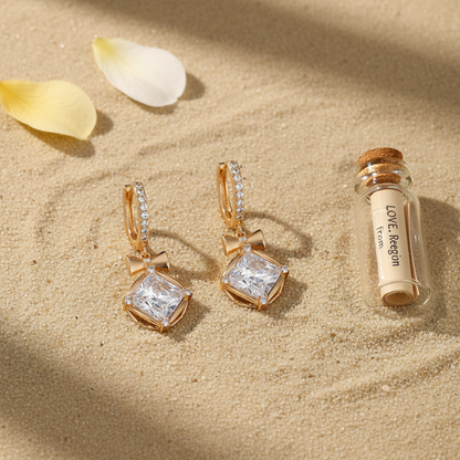Crystal & Cubic Zirconia Goldtone Cushion-Cut Bow Huggie Earrings - Street Region