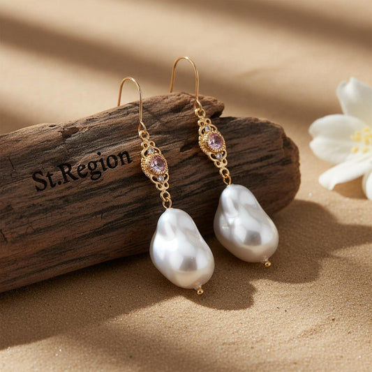 pink acrylic drop earrings for women St.Region
