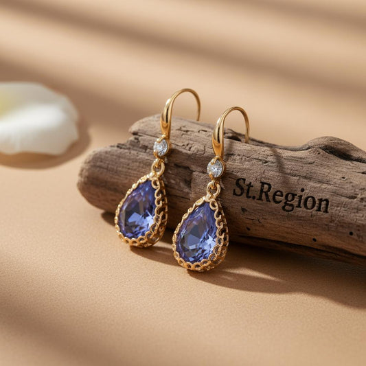 gold tone floral drop earrings St.Region