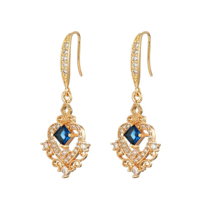 Sapphire Crystal & Cubic Zirconia Goldtone Princess-Cut Heart Hook Earrings - Street Region