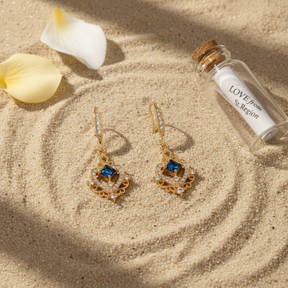 Sapphire Crystal & Cubic Zirconia Goldtone Princess-Cut Heart Hook Earrings - Street Region