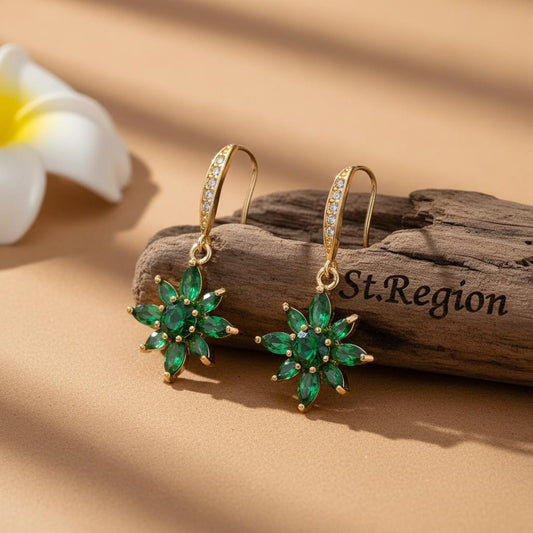 gold tone floral drop earrings St.Region