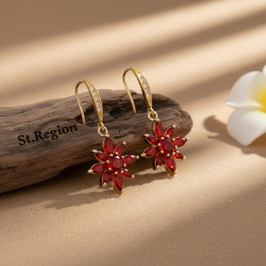 gold tone floral drop earrings St.Region