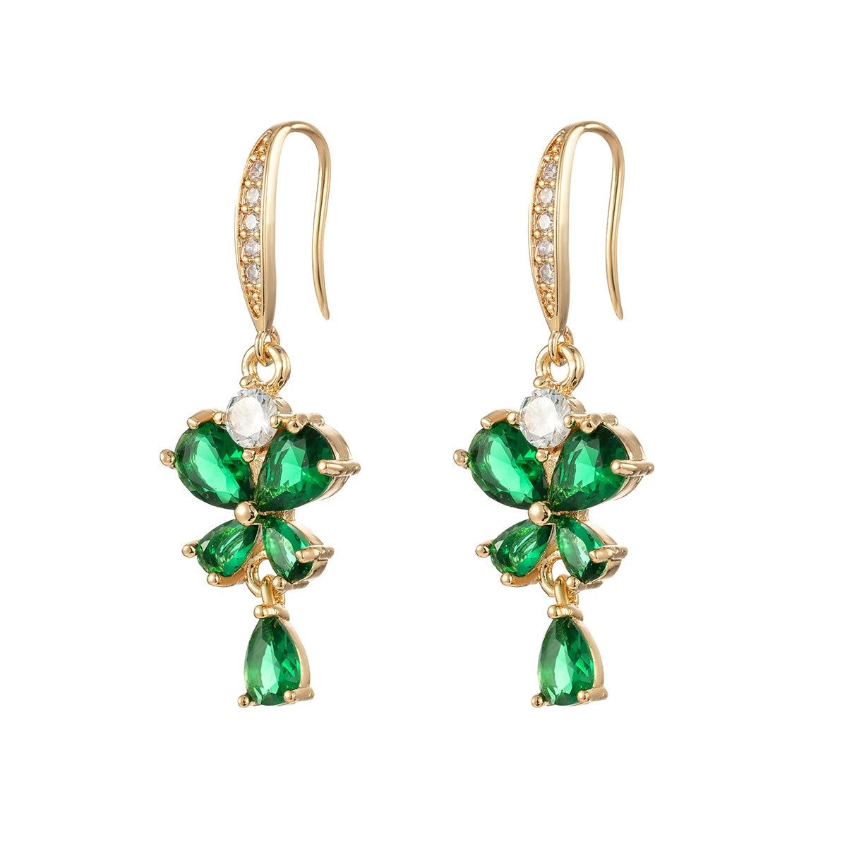 Emerald Crystal & Cubic Zirconia Goldtone Butterfly Hook Earrings - Street Region