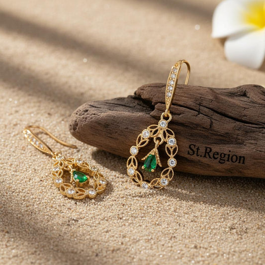 Green Crystal & Cubic Zirconia Goldtone Rattan Drop Hook Earrings