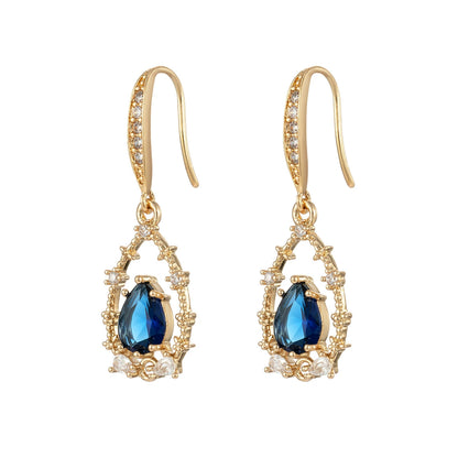 Blue Crystal & Cubic Zirconia Goldtone Teardrop Hook Earrings - Street Region