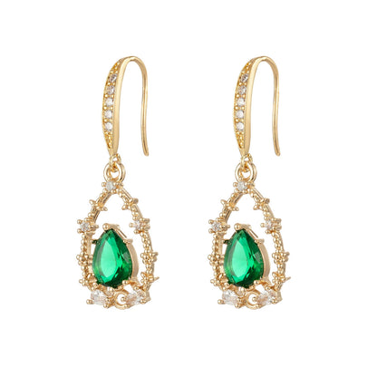 Green Crystal & Cubic Zirconia Goldtone Teardrop Hook Earrings - Street Region
