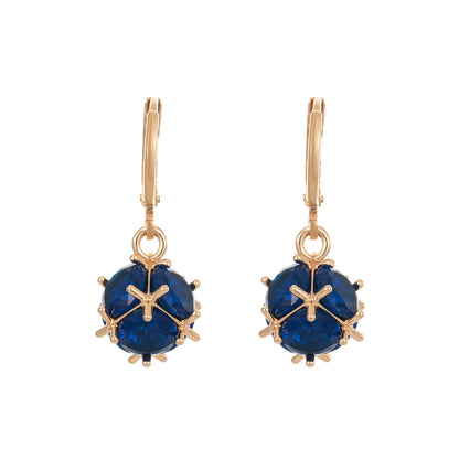 Blue Crystal & Goldtone Ball Huggie Earrings - Street Region