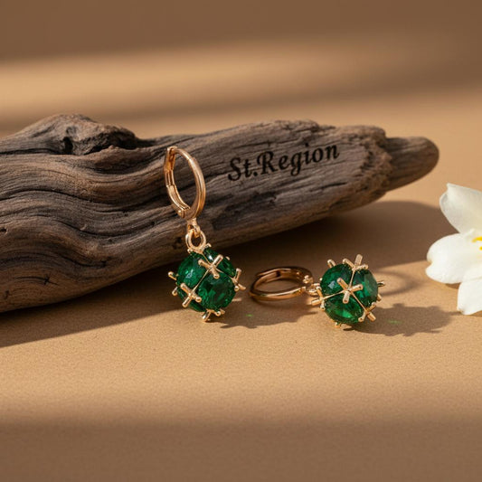gold tone floral drop earrings St.Region