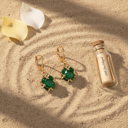 Green Crystal and Goldtone Ball Huggie Earrings, gold huggie earrings, everyday style, lifestyle look