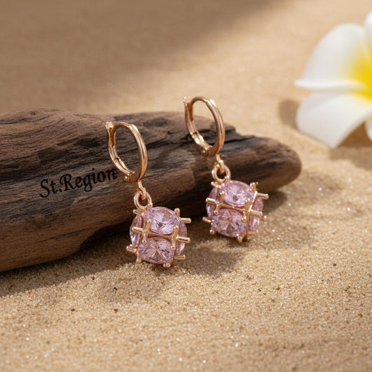 pink acrylic drop earrings for women St.Region