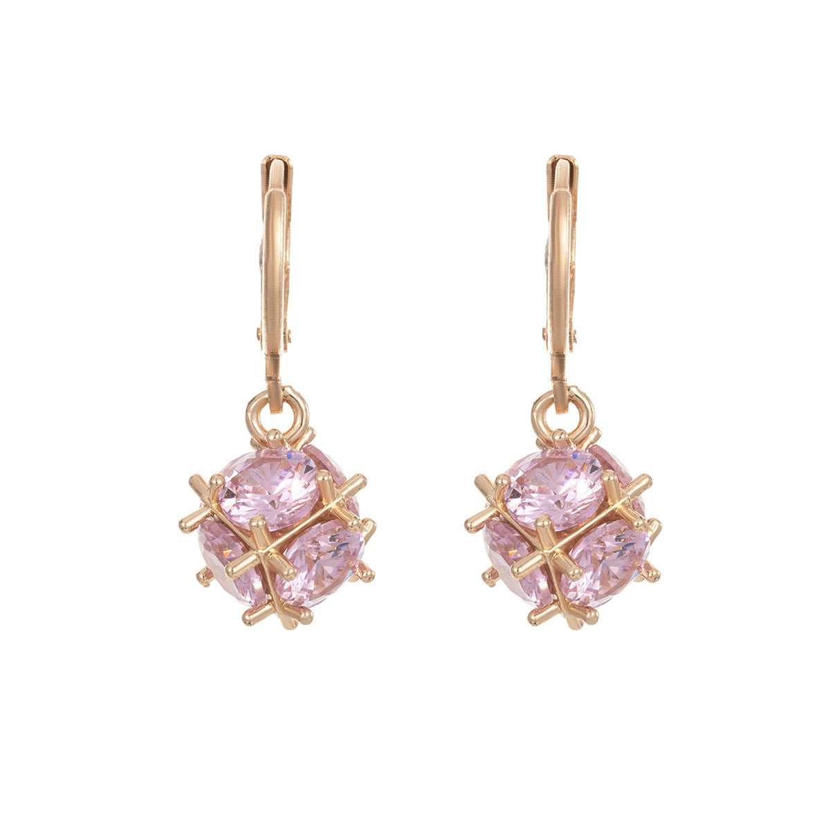 Pink Crystal & Goldtone Ball Huggie Earrings - Street Region