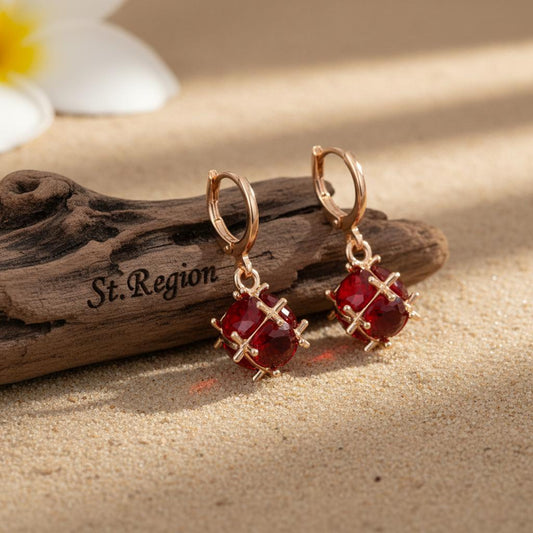 gold tone floral drop earrings St.Region