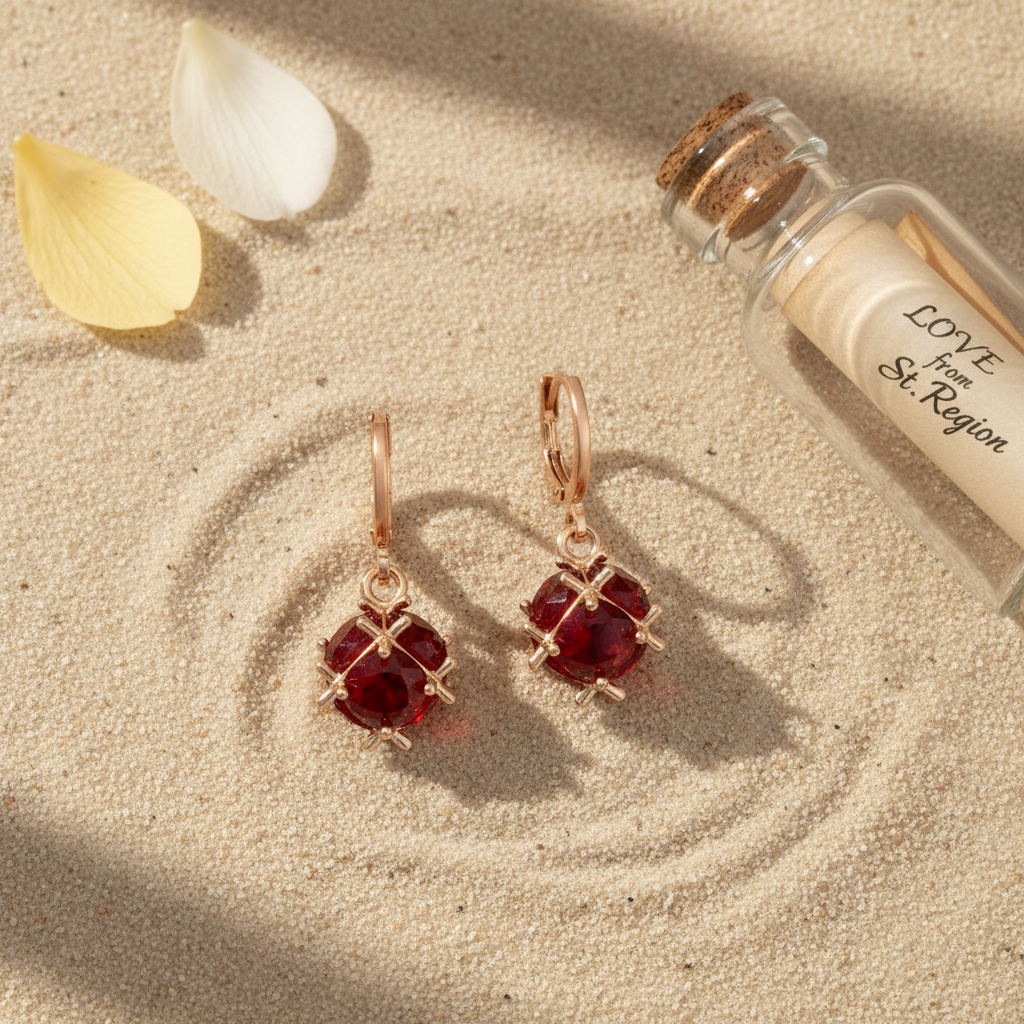 Red Crystal & Goldtone Ball Huggie Earrings - Street Region