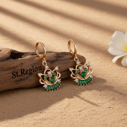 gold tone floral drop earrings St.Region