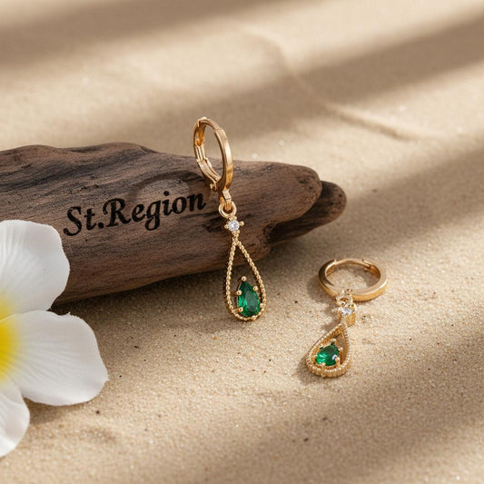 gold tone floral drop earrings St.Region