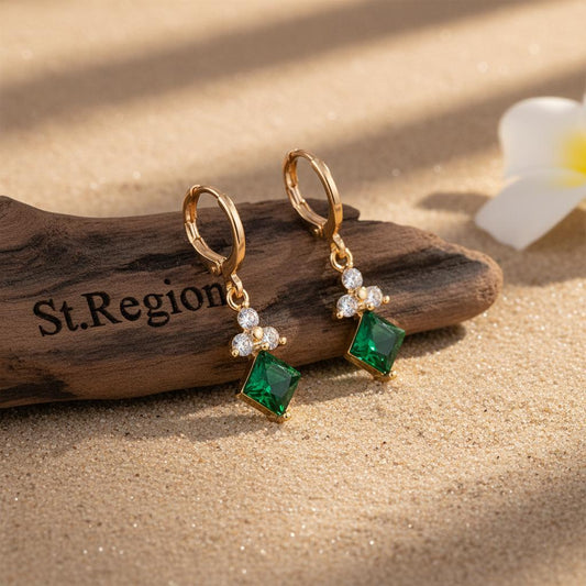 gold tone floral drop earrings St.Region