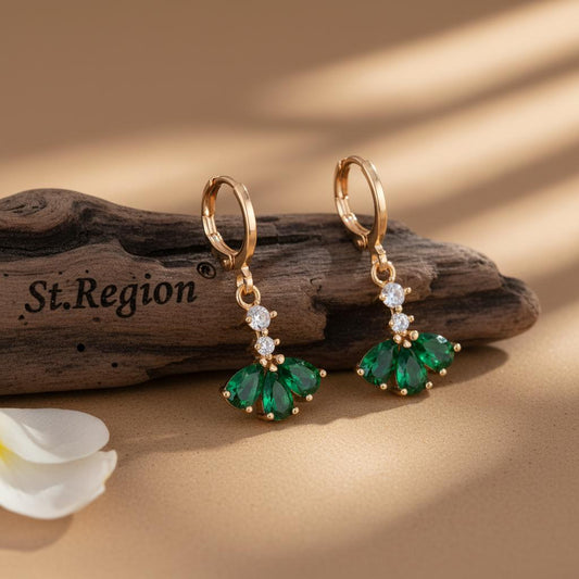 gold tone floral drop earrings St.Region