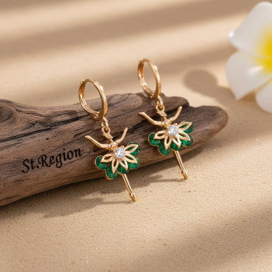 gold tone floral drop earrings St.Region