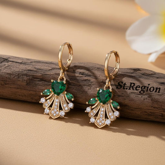 gold tone floral drop earrings St.Region