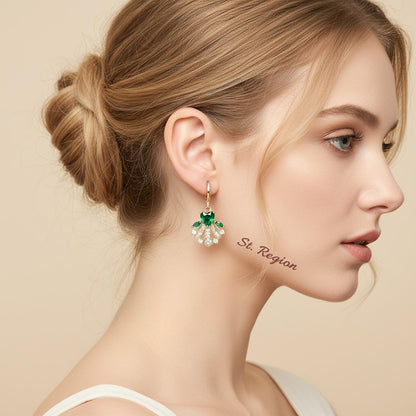 Emerald Crystal and Cubic Zirconia Goldtone Heart-Cut Botany Huggie Earrings, gold huggie earrings, styled look