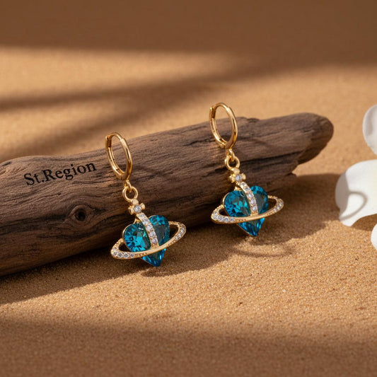 gold tone floral drop earrings St.Region